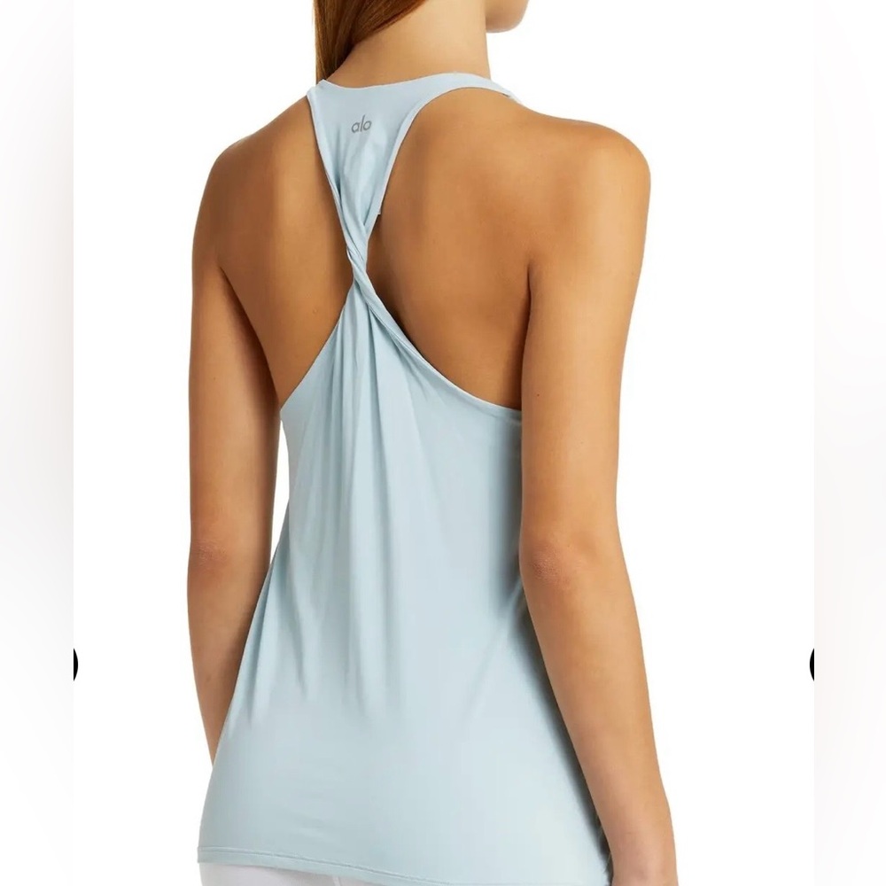 Alo Yoga Don't Get It Twisted Racerback Tank - Chalk Blue